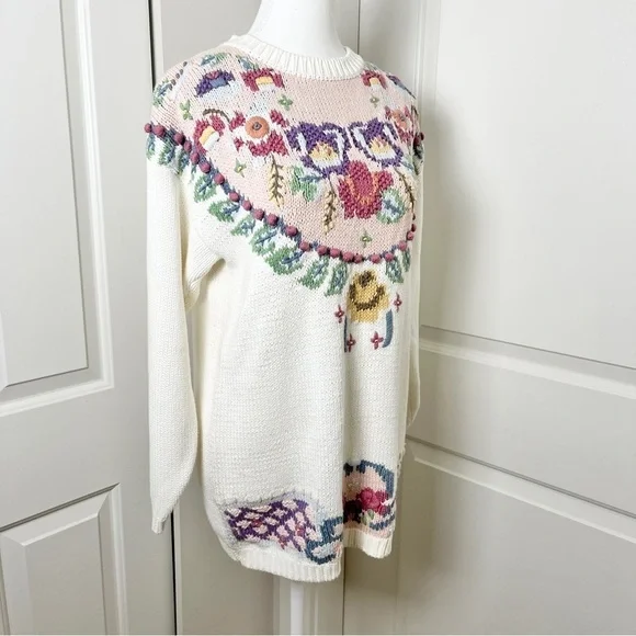 Vintage Runaway Bay Cottagecore Oversized Pastel Knit Pullover Sweater - S/M - Picture 4 of 16